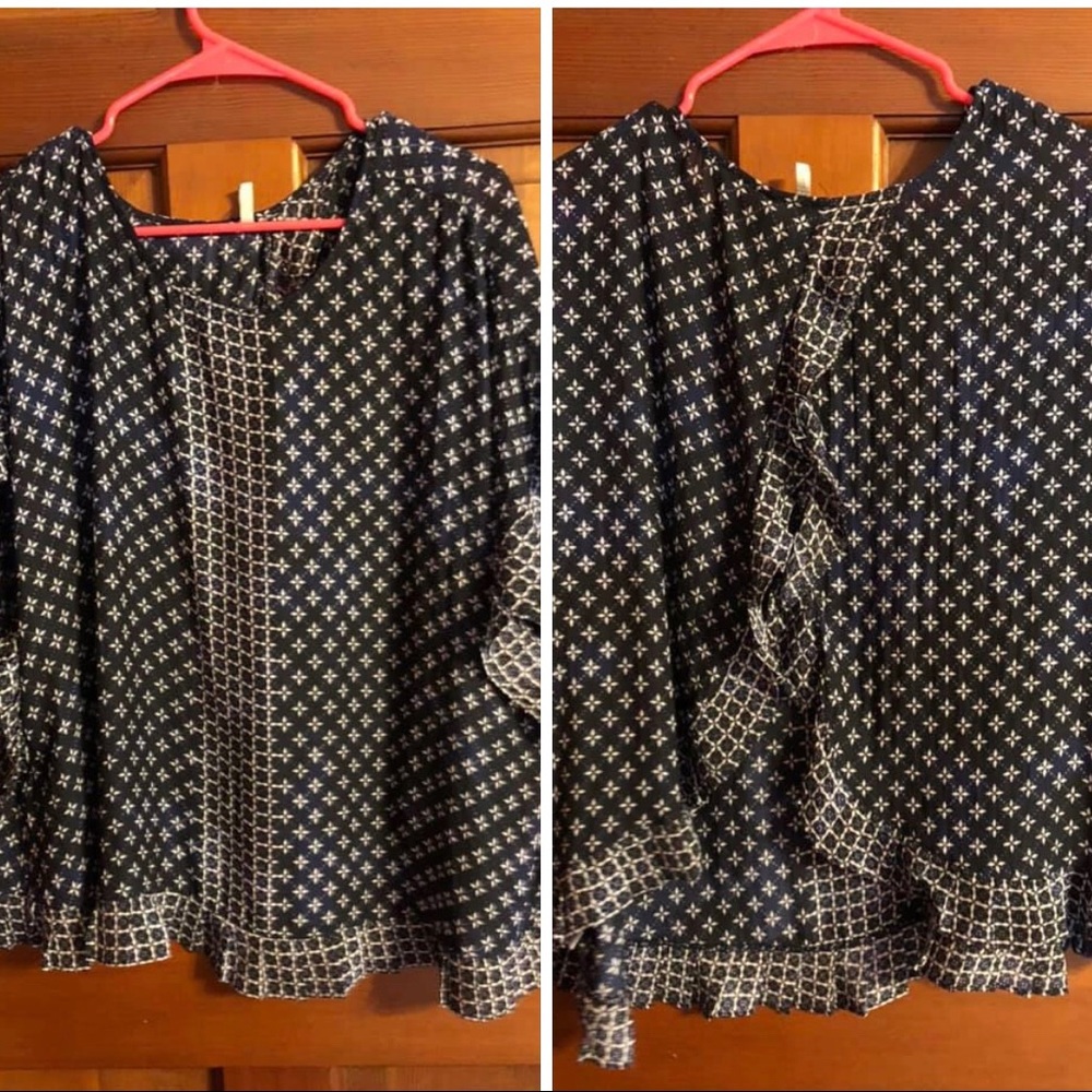 Navy & Black open back blouse